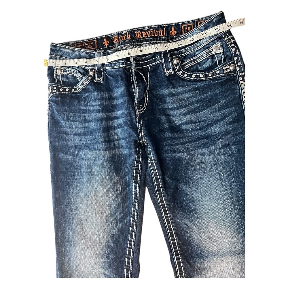 Rock Revival Bootcut Jeans Women's 29 Thick Stitch Bling Western Rodeo Denim - Picture 7 of 16